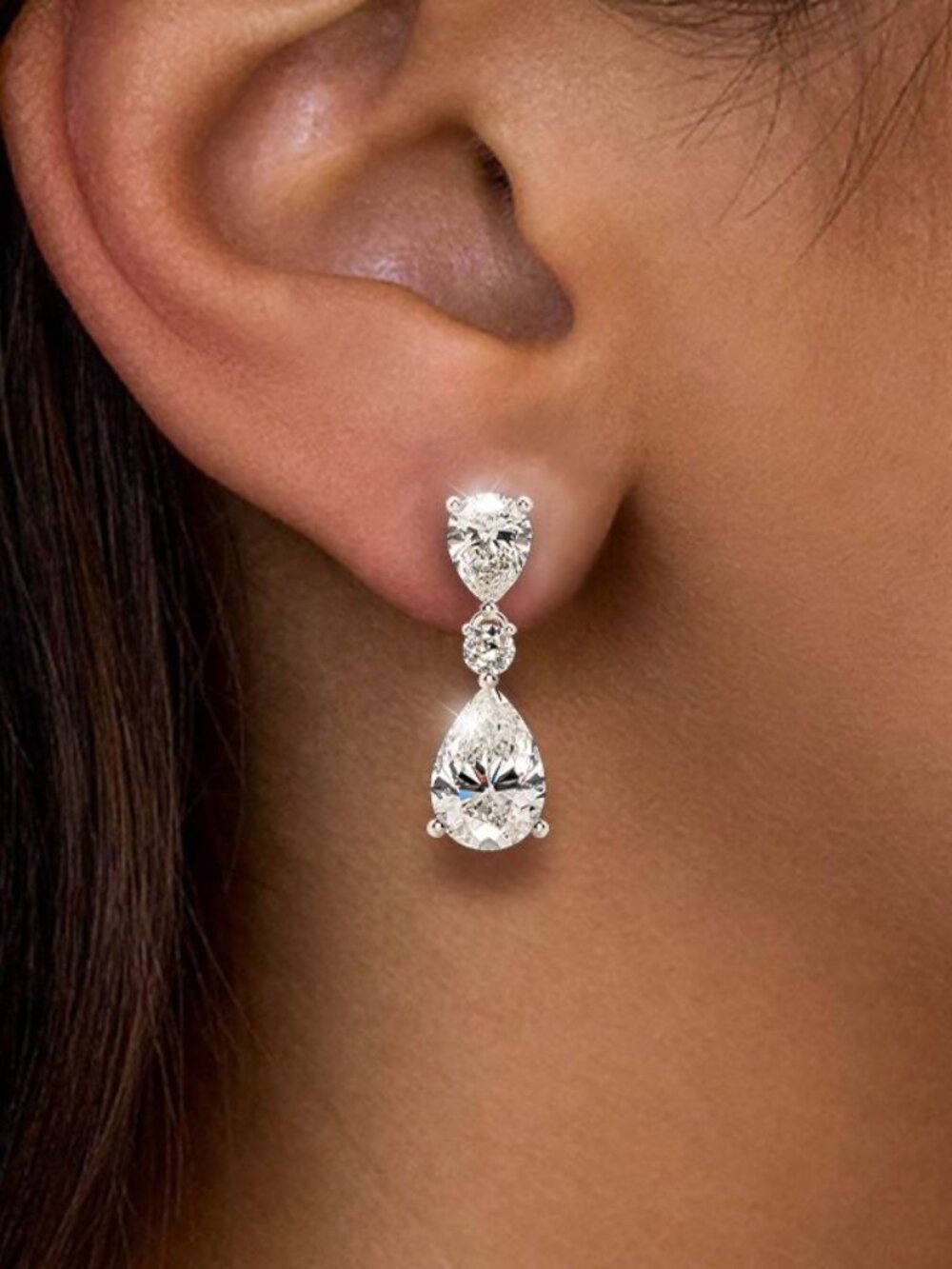 White Sapphire Bridal Earrings by Next Necklace, Like New
